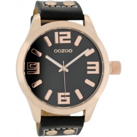 OOZOO Timepieces 45mm Black Leather Strap C1159